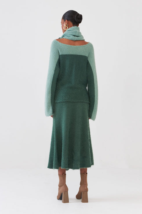 Saia Midi Em Tricot Peluche Pinheiro